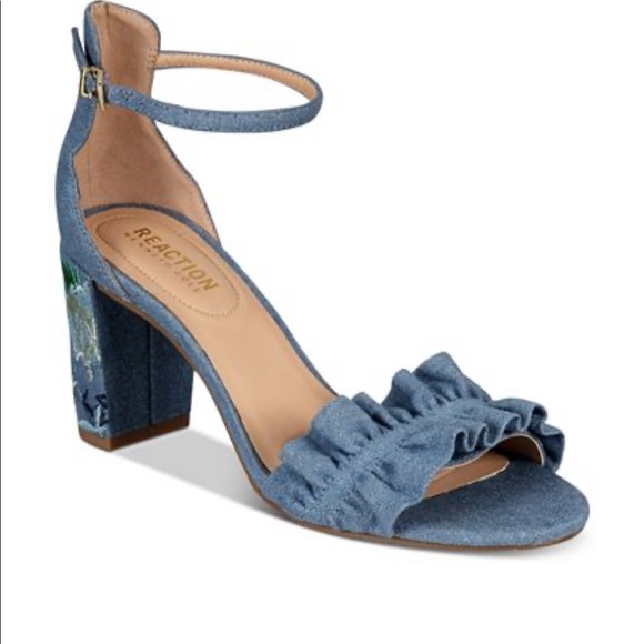 Kenneth Cole Reaction Blue Denim Block Heels - Picture 15 of 15